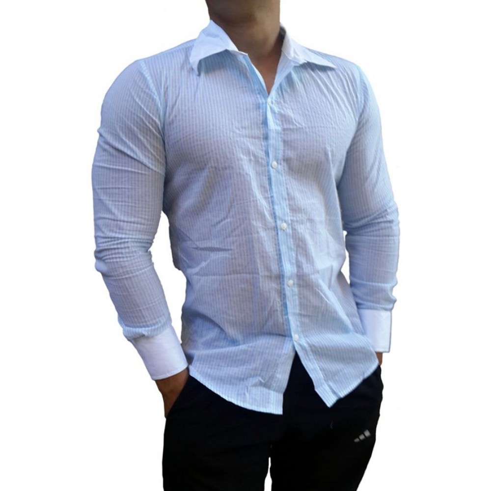 camisa social masculina slim manga longa