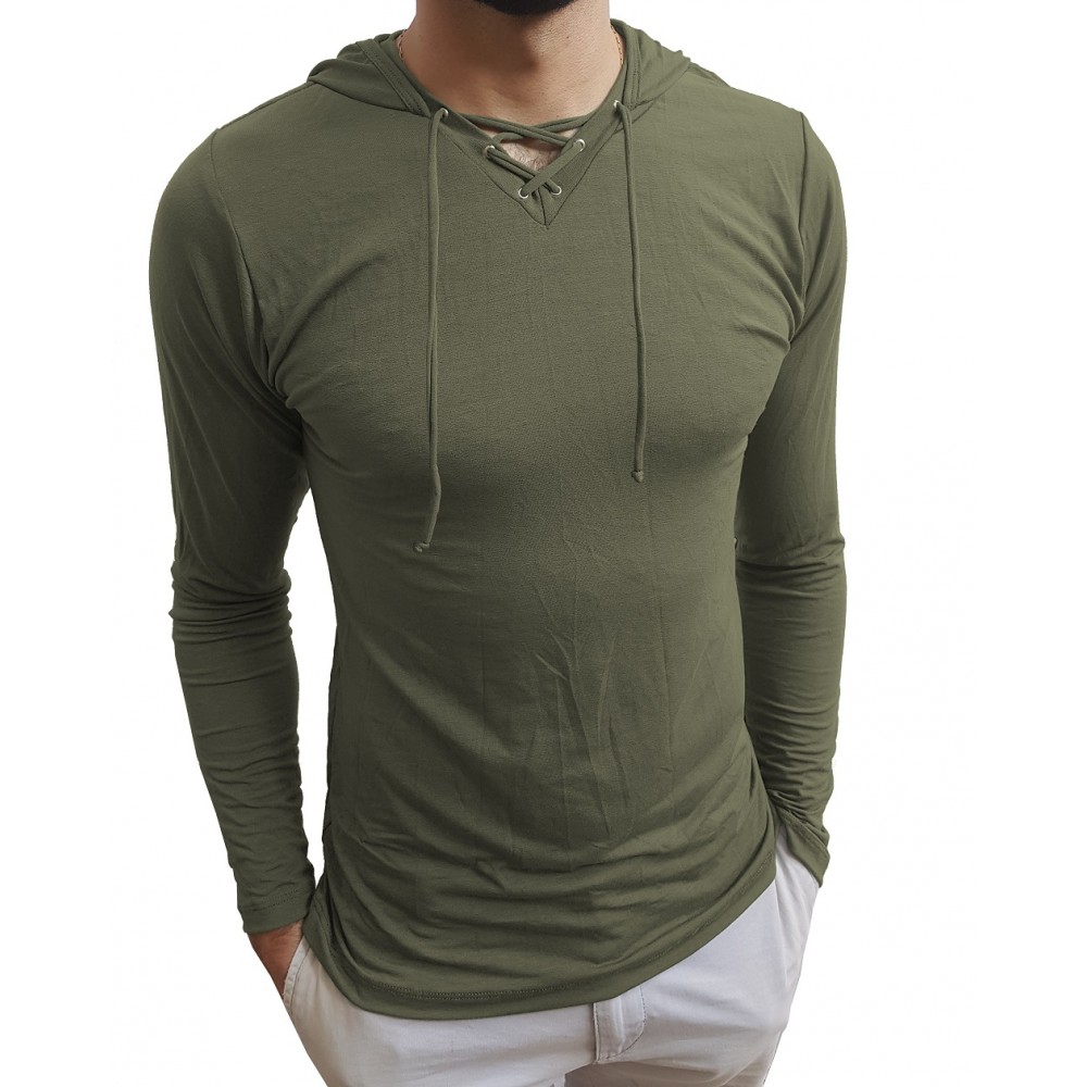 camiseta manga longa masculina com capuz