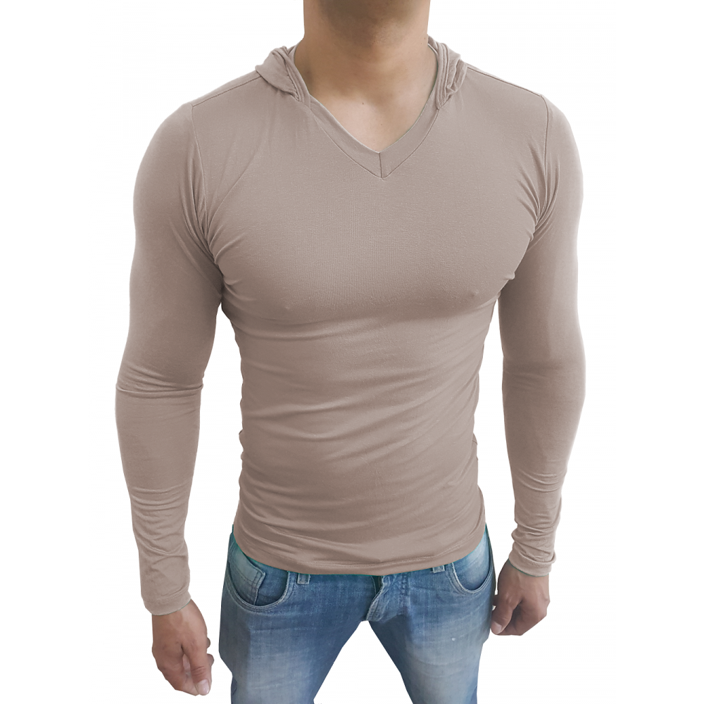 camiseta manga longa masculina com capuz