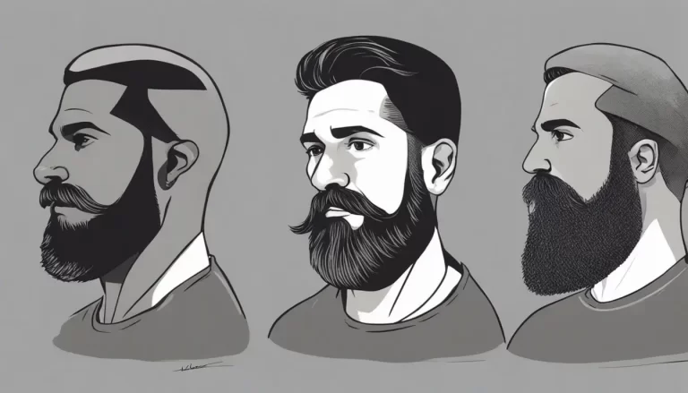 Homem jovem com rosto oval mostrando diferentes estilos de barba em um espelho grande, ideal para artigo sobre estilos de barba masculina para 2024.